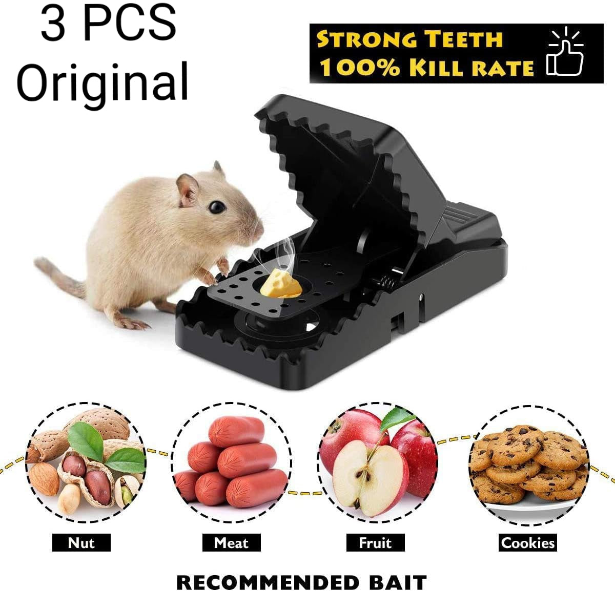 Heavy-Duty Black Mouse Trap By KitchenGo 🐭💥